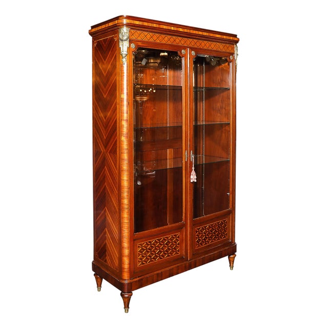 Antique Louis XVI Inlaid Exotic Woods & Gilt Bronze Accent Cabinet For Sale