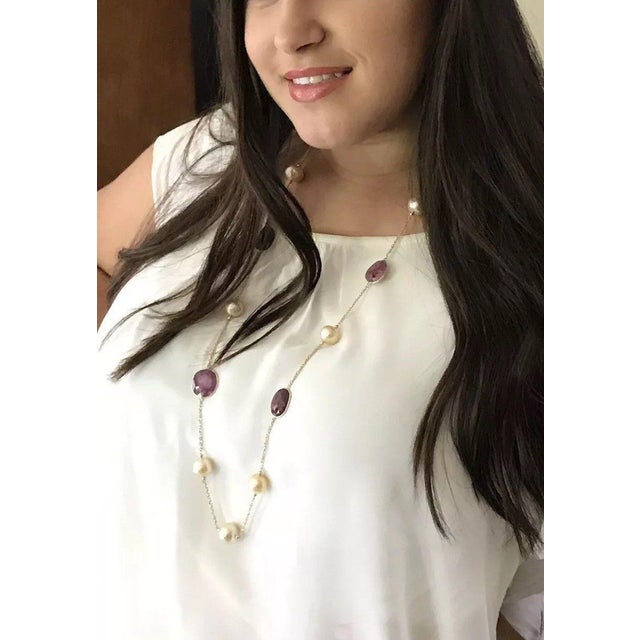 Fine Quality South Sea Pearl Ruby Sapphire Necklace 14k Gold Italy Certified $3,450 820427 This is a Unique Custom Made...