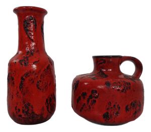 Red Lava Ceramic Vases from Gräflich Ortenburg, 1960s, Set of 2