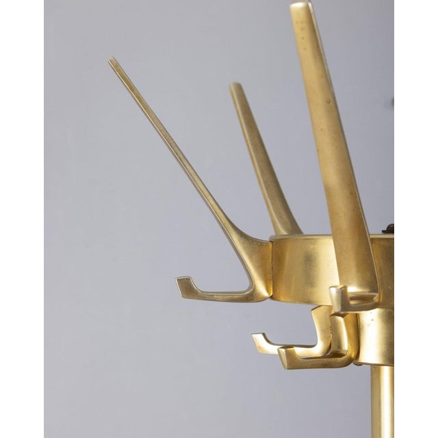 Italian Floor Coat Stand in Gilt Brass, 1960s For Sale - Image 4 of 8