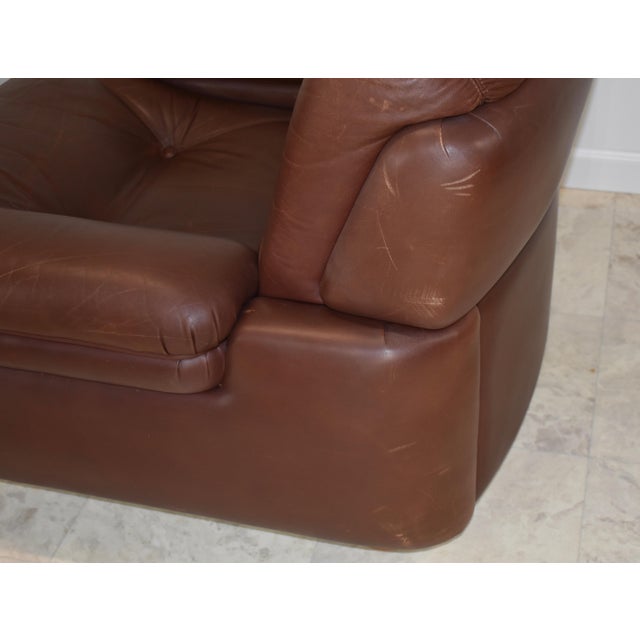 1970s Post Modern Italian Leather Lounge Chairs – A Pair For Sale - Image 10 of 12