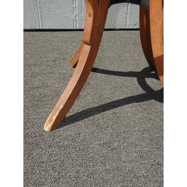 Antique Industrial Adjustable Swivel Oak Drafting Stool Barstool 1of3 ~ # 3 For Sale - Image 10 of 18