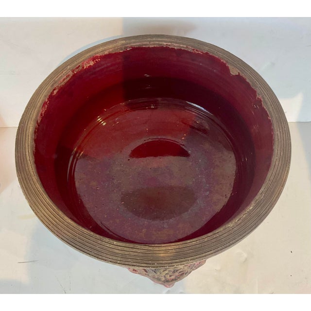 timeless Medium Italian Red Glaze Pedestal Urn, showroom floor sample