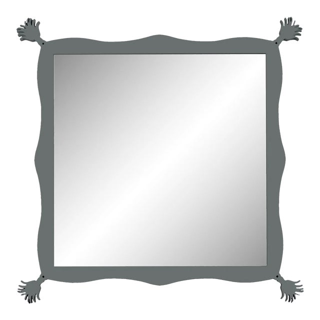 Fleur Home Carnival Iko Iko Square Mirror in Gunmetal, 51x51 For Sale
