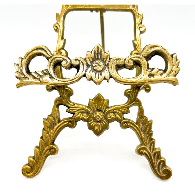 Vintage Ornate Floral Brass Display Easel — Rococo Revival / Hollywood Regency / French Traditional For Sale - Image 9 of 9