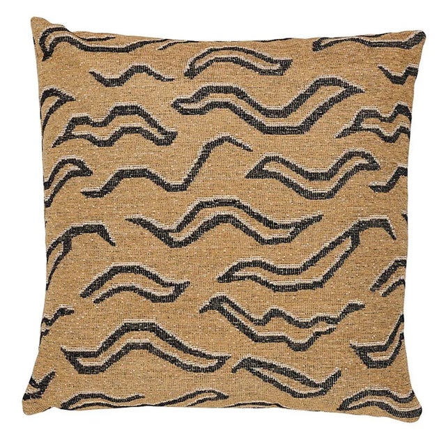 Tribal Schumacher Kata 20" Pillow in Camel with Black For Sale - Image 3 of 3