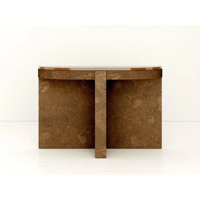 Object 07 brown seating by volta one of a kind. Dimensions: d 34,5 x w 120 x h 80 cm. Materials: cork and ceramic. Also...