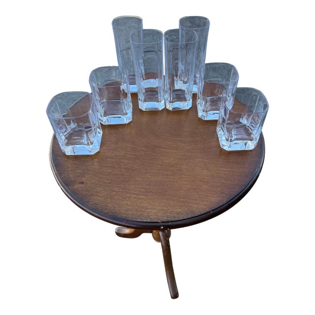 1970s Block Crystal Glassware Set- 8 Pieces For Sale