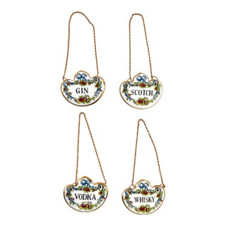 Mid 20th Century Crown Staffordshire Fine Bone China Decanter Tags - Set of 4 For Sale