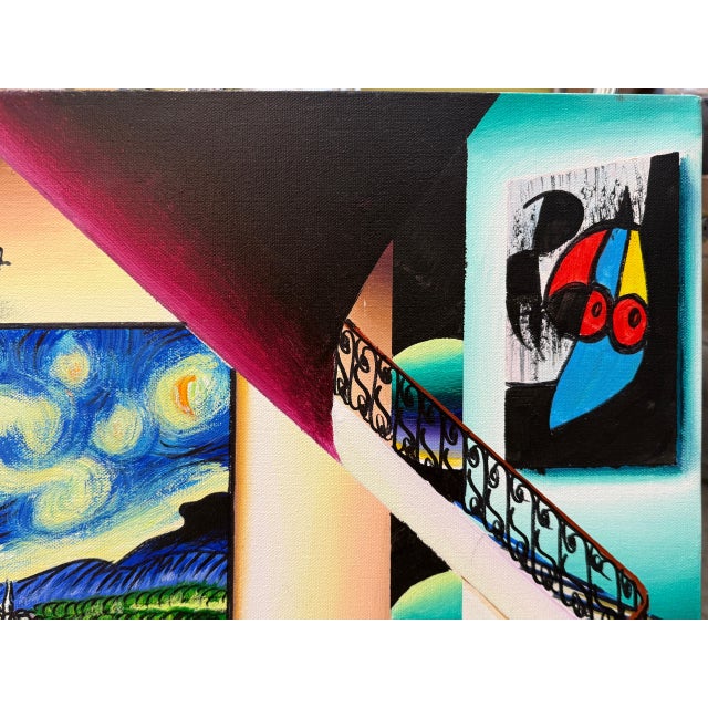 Red Surrealist Painting by Noted Artist Ferjo For Sale - Image 8 of 15