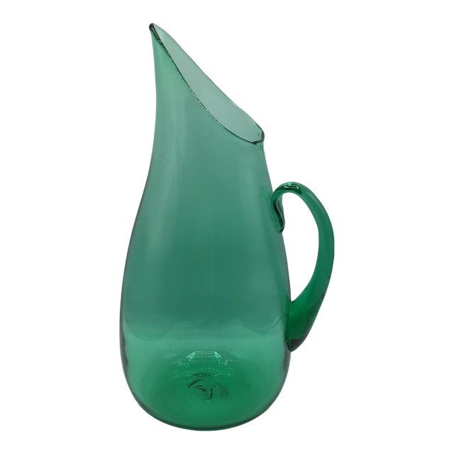 Blenko Teal Pitcher Designed by Winslow Anderson. For Sale