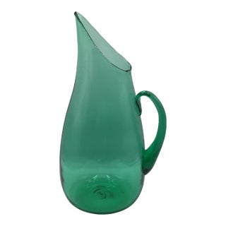 Vintage 60s Blenko Teal Pitcher/Vase Designed by Winslow Anderson. For Sale