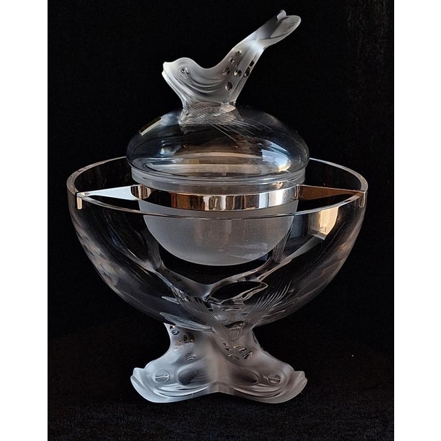 1990s Caviar Dish Igor in Partially Frosted Crystal Glass by Lalique, 1990s For Sale - Image 5 of 14