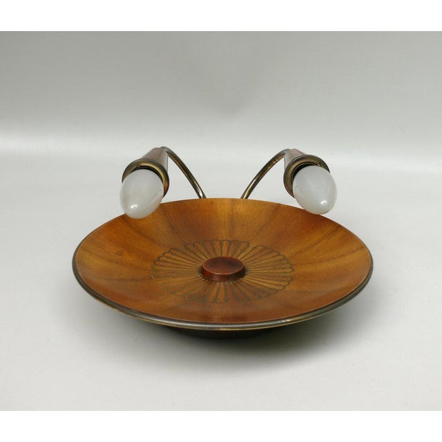 Brown Sunburst Wall Light in Wood & Brass from Temde, 1950s For Sale - Image 8 of 18