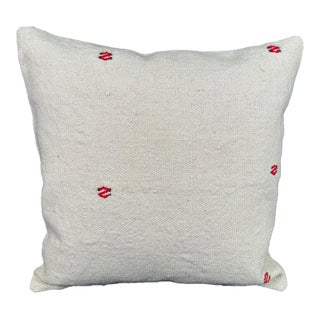 Turkish Hemp Pillow Cushion Natural Beige Red Cushion Cover 20"x20" For Sale