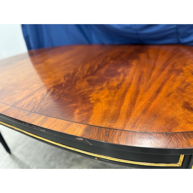 French 1960s Mid Century Louis XVI Jansen Style French Dining Table With Leaf For Sale - Image 3 of 8