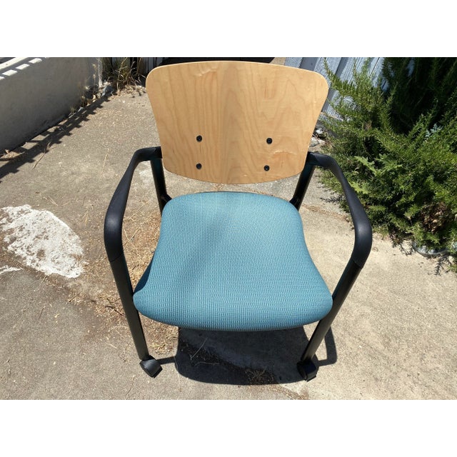 Robin's Egg Blue Haworth Bentwood Rolling Side Chairs Set of 6 For Sale - Image 8 of 13