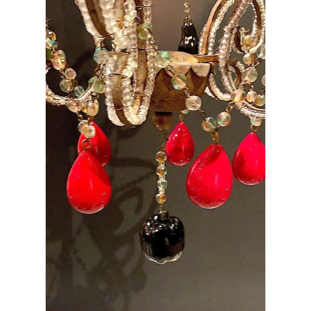 1950s Italian Hollywood Regency Pendant Light With Venetian Fruits & Beads For Sale - Image 4 of 13