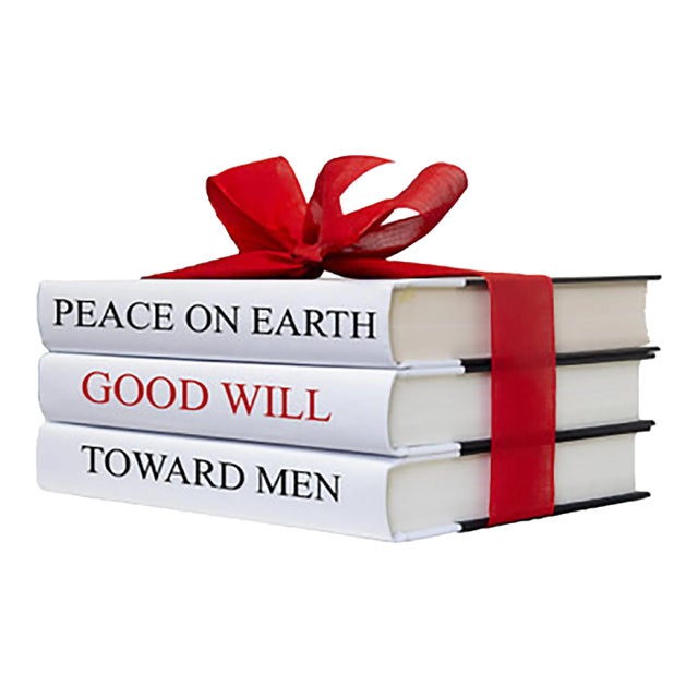 Decorative Books - Quote Book Stack - "Peace on Earth, Christmas" For Sale