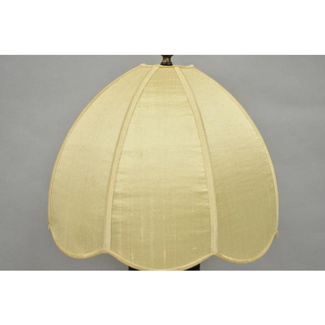 Wood Antique Oriental Porcelain Bulbous Vase Bird Painted Table Lamp W/ Shade For Sale - Image 7 of 12