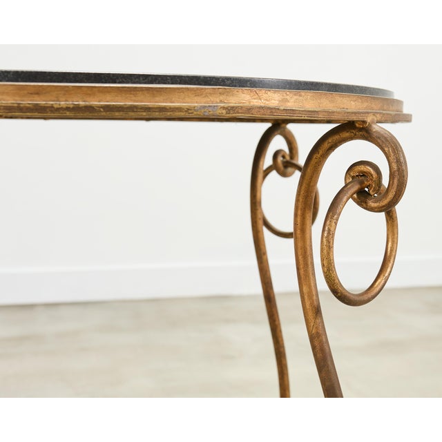 Gold Rene Drouet Style Gilded Iron Granite Top Center Table For Sale - Image 8 of 15
