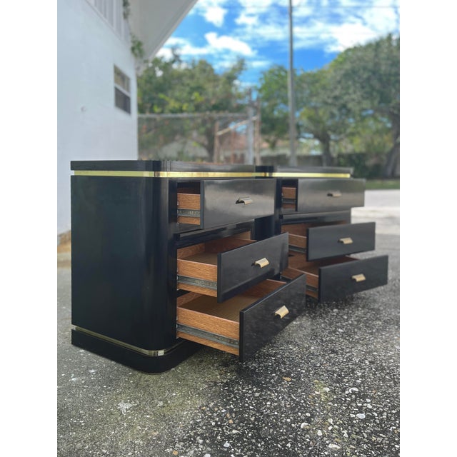 Vintage Modern Black   Gold Nightstands With Stowaway Pull Out Tray