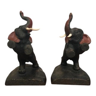 1920s Franz Walter Bergmann Polychromed Austrian Bronze Elephant Bookends For Sale