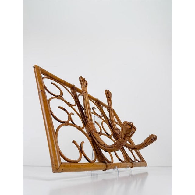 Mid-Century Italian Modern Cane, Rattan and Bamboo Wall-Mounted Coat Rack, 1960s For Sale - Image 16 of 18