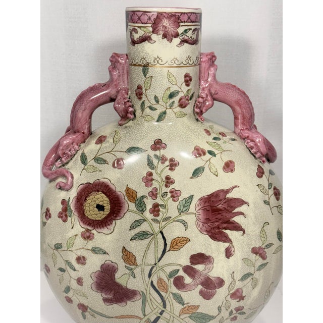 Vintage Chinoiserie Porcelain Moon Flask Vase For Sale - Image 9 of 12