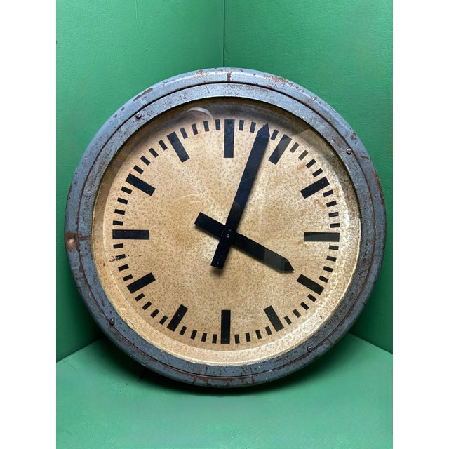 Very large 1930s pre war German railway clock. This was salvaged from a train station in Berlin This clock is totally...