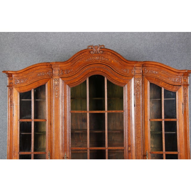 Antique Baroque Oak 3-Door Display Case with Carvings, Aachen Lüttich, 19th Century For Sale - Image 6 of 18