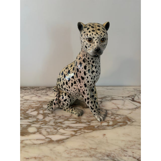 Mid-Century Modern Mid 20th Century Ceramic Leopard Made in Italy For Sale - Image 3 of 10