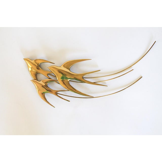 Bijan Vintage Bijan Signed Brass Swallows Wall Hanging For Sale - Image 4 of 9