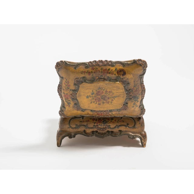 1930s painted Italian trinket box with original key.