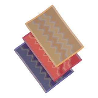 Organic Cotton Zig Zag Kitchen Towels by BOI, Set of 3 For Sale