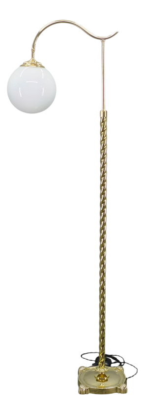 Art Deco Italian Brass Floor Lamp with Glass Globe, 1930s