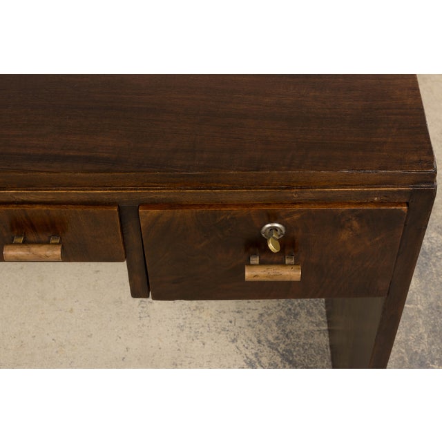 Wood 1930s French Art Deco Walnut Writing Desk For Sale - Image 7 of 18