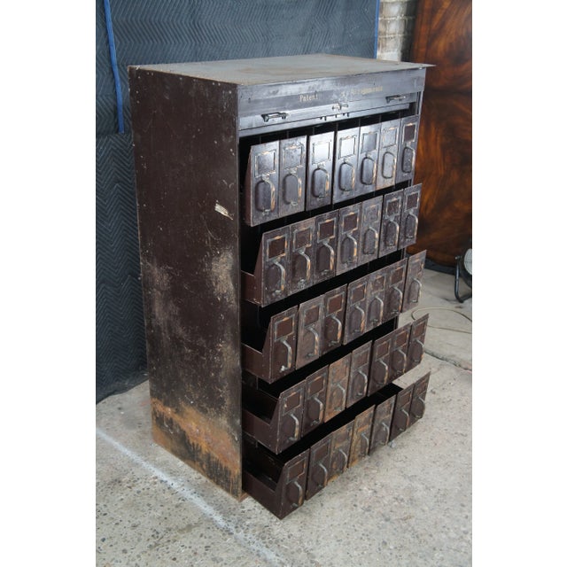 Antique NCR National Cash Register Industrial Iron Steel Patent File Cabinet For Sale - Image 6 of 12