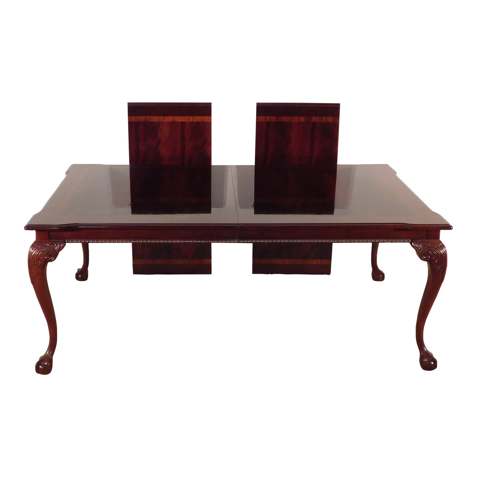 Thomasville Flame Mahogany Chippendale Ball & Claw Dining Table W 2