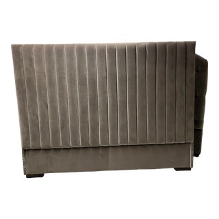 Baker Bespoke Upholstered Bed Simone Olive Mohair King Headboard with Channels For Sale