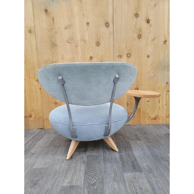 Mid 20th Century Vintage Modern Galerkin Design Swivel Chair With Attached Side Table For Sale - Image 5 of 9