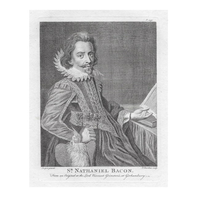 18th Nathaniel Bacon Portrait Engraving For Sale