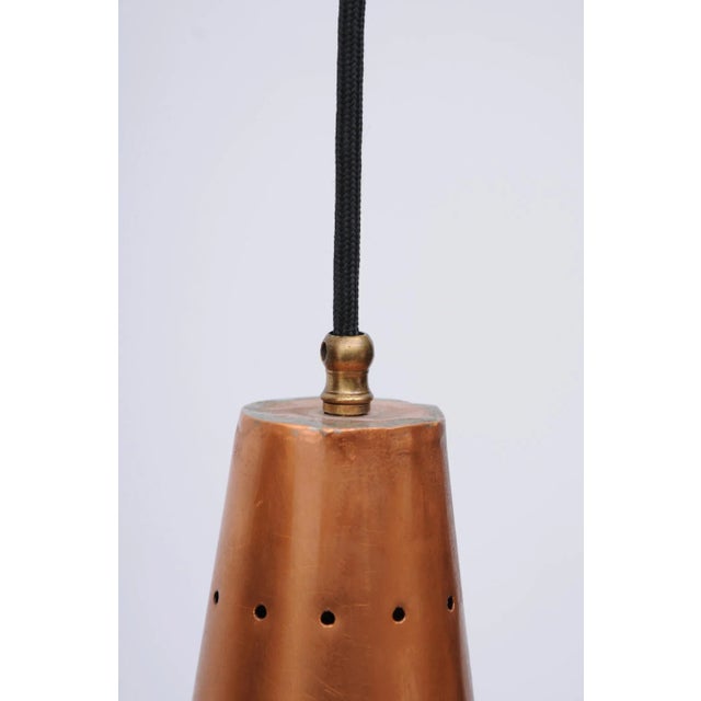 Large bag lamp made of soldered copper sheet with small holes from the 1960s. Very good condition. Height 77 cm Diameter...