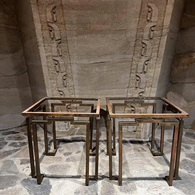 Midcentury Modern Arturo Pani Side Tables in Bronze Mexico For Sale - Image 9 of 9