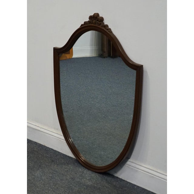 Duncan Phyfe Vintage Antique Solid Mahogany Traditional Sheraton Duncan Phyfe Style 28" Shield Mirror For Sale - Image 4 of 6
