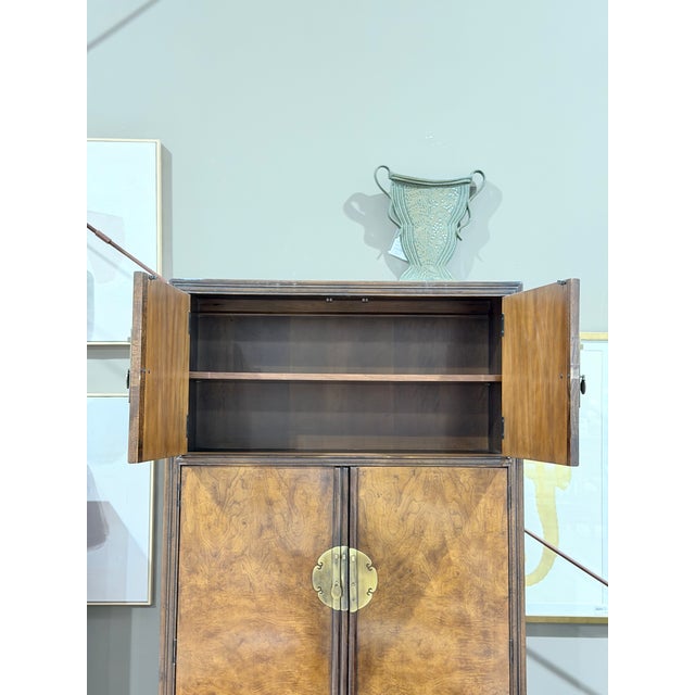 Late 20th Century Late 20th Century Drexel Heritage Burlwood Hollywood Regency Armoire Cabinet For Sale - Image 5 of 12