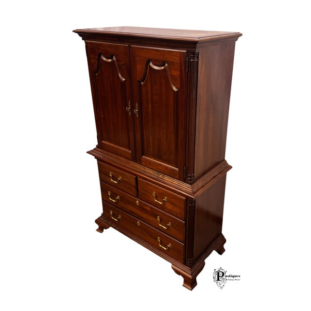 Henkel Harris Vintage Jamestown Sterling Chippendale Style Mahogany Armoire For Sale - Image 4 of 12