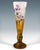 Funnel-shaped vase with a three-sided body resting on a round base set apart by a node; colourless glass with flaky white...