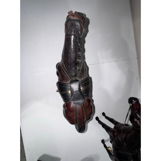 Pair of Vintage 1930s-1940s Leather Horses For Sale - Image 11 of 12