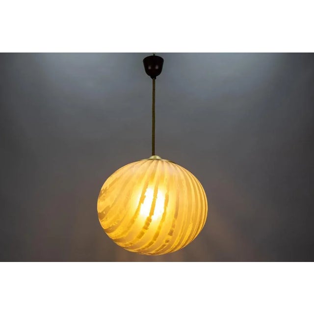 Mid-Century Modern Mid-Century Striped Glass Globe Pendant by Peill & Putzler, Germany, 1970s For Sale - Image 3 of 18